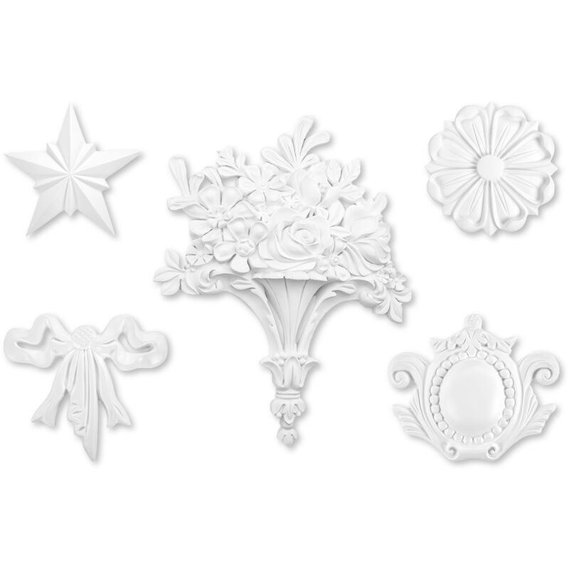 1 Ornamento - stucco pu, antiurto e duro - Decorazione Grand Decor grande selezione: A670 - Fiore