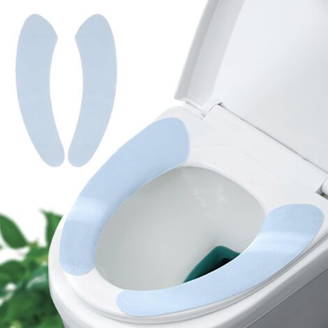 1 Paar dünner und warmer WC-Sitzschutz – selbstklebend, verstellbar und zuschneidbar, komfortabel und leicht zu reinigen (Blau)