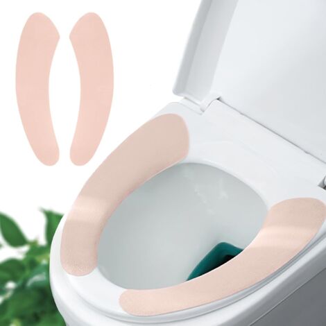 1 Paar dünner und warmer WC-Sitzschutz – selbstklebend, verstellbar und zuschneidbar, komfortabel und leicht zu reinigen (Rosa)