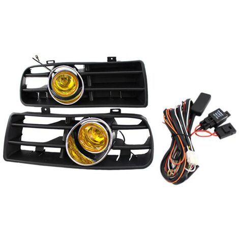 1 Paar Frontstoßstangengrill Nebelscheinwerfer Kühlergrill LED-Lampe mit Kabelsatz Gelb für Mk4 1998-2004