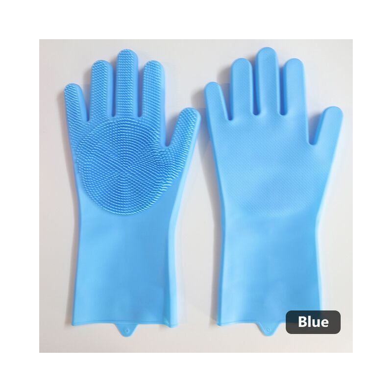 1 paar Geschirr Reinigung Handschuhe Magie Silikon Rubber Dish Waschen Handschuh für Haushalt Wäscher Küche Clean Tool Peeling,Blau | 04537369327968