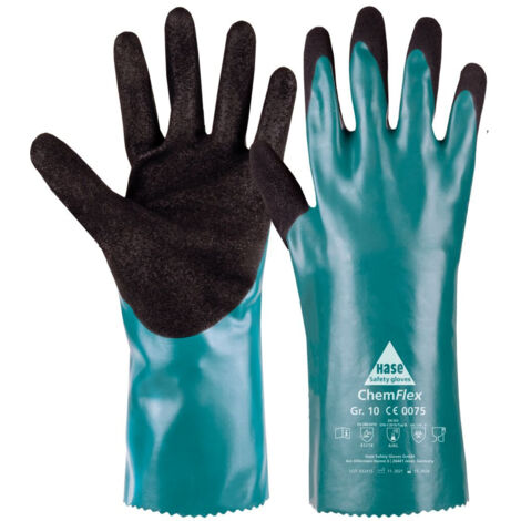 1 Paar Hase® Chemflex 30 Chemikalienhandschuhe grün/schwarz 12