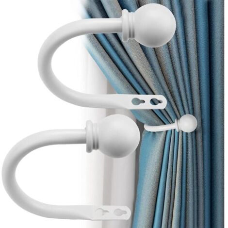 1 Paar Metall-Raffhalter, Schraubhaken, U-förmige Raffhalter, Wandmontage, für transparente Gardinen, Wohnzimmer, Schlafzimmer, Büro, Weiß