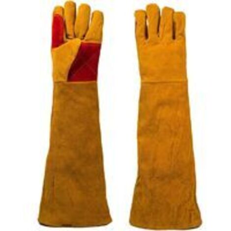 1 Paar Schweißerhandschuhe, isolierend, verschleißfest, schützend, Arbeitshandschuhe aus Rindsleder für flammhemmendes Schweißen, Lagerfeuerschweißen, Schornsteinschmieden für Schmied, Grillen, 60 cm