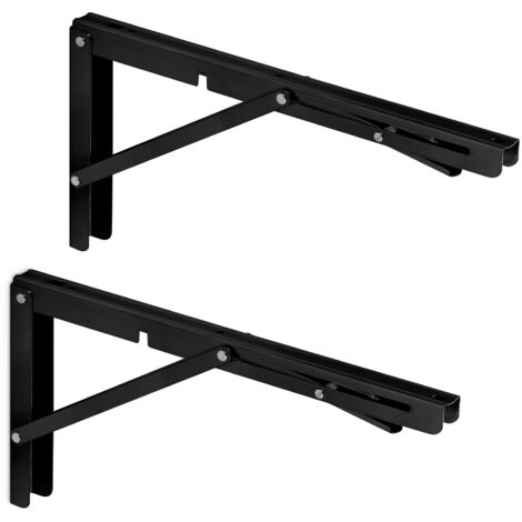 1 Paar Schwerlast-Klappkonsolen (350 x 175 mm, schwarz, Tragkraft bis 150 kg)