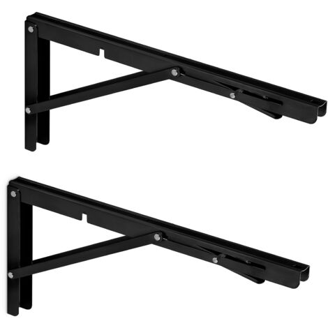 1 Paar Schwerlast-Klappkonsolen (400 x 175 mm, schwarz, Tragkraft bis 150 kg)