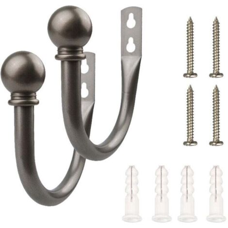 1 Paar U-förmige Gardinenhalter, dekorativ, Metall-Optik für Schlafzimmer - Silber 16 cm KZQ - KZQ