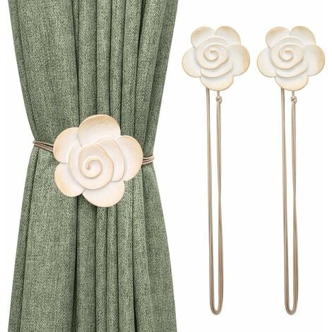 PETITES ECREVISSES 1 Paar Vintage Magnetischer Vorhang Raffhalter Vorhang Seil Dekoration Vorhang Halter Schnallen für Zuhause Büro Café Beige