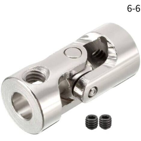 1-Pack 6-6 Joint universel d'essieu de direction pour accessoires marins DIY Argent