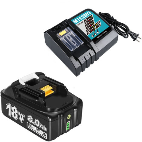 1 pack de remplacement pour batterie 18 V 8,0 Ah compatible avec chargeur 3 A DC18RC compatible avec batterie Makita 18 volts BL1840B BL1850B BL1860B