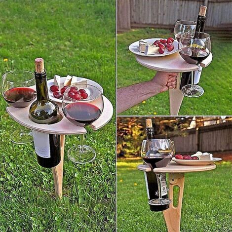 1 Pack Outdoor Portable Wine Table Wine Glass Table Camping Beach Portable Folding Table 40cm/15.74"
