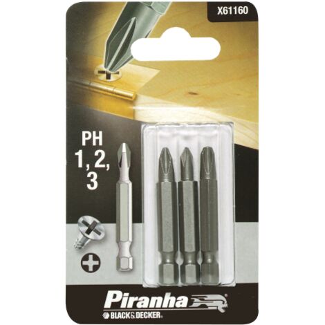 1 pack piranha X61160 avec 3 inserts 48 mm PH 1-2-3 avec bille B&ampD