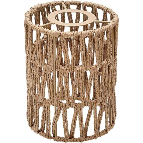 1-Pack Rattan Lampenschirm Klein, Boho hängende Lichtschilde Vintage Anhänger Lichtschild Ersatz, Zylinder gewebte Lampenschirme für Stehleuchten Pendelleuchte Kronleuchter Wandleuchten Leuchtenschirm