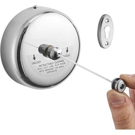 1-Pack - Retractable Clothesline - 304 Stainless Steel - 2.8m Adjustable Rope Length - Wall-Mounted Retractable Clothesline - Suitable for Bathrooms, Laundry Rooms, Hotels, Indoor and Outdoor Clothes 