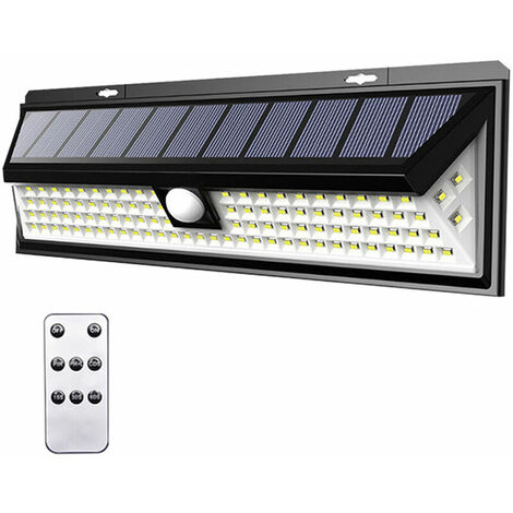 1 Pack Security Outdoor Motion Sensor Solar Wall Light Black -118LED with Remote Control