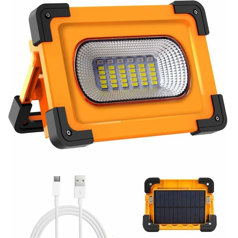 1 Pack Wiederaufladbarer LED-Scheinwerfer Arbeitslicht 60W 3000 Lumen Arbeitslicht mit 9000mAh Akku & Solarpanel 4 Modi Tragbare Laterne | 07634066289807