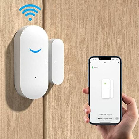 READCLY 1 Packung WiFi-Türsensor, Tuya-Tür-Fenstersensor, Fenstersensor-Echtzeitalarm, kompatibel mit Alexa Google, Home Security-Türöffnungskontaktsensor