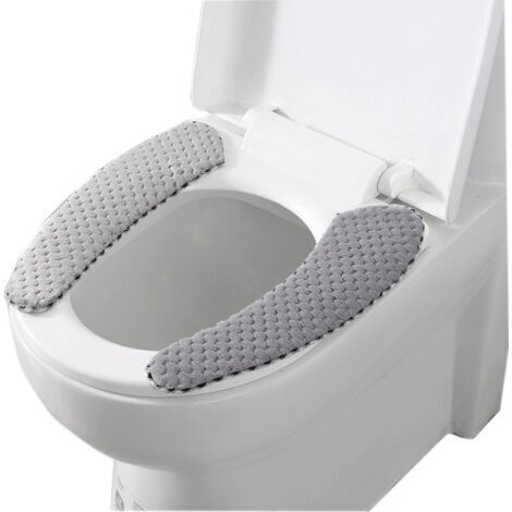 1 paio di copriwater grigi, copriwater spessi per bagno, cuscino caldo e spesso autoadesivo per l'inverno, copricuscino portatile, lavabile e riutilizzabile