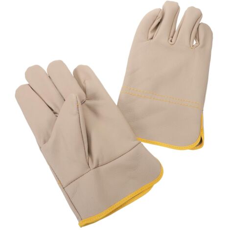 1 paio di guanti da lavoro da uomo in pelle, protettivi e resistenti agli schizzi, realizzati in pelle bovina, adatti per giardinaggio e lavori manuali, dal design elegante.