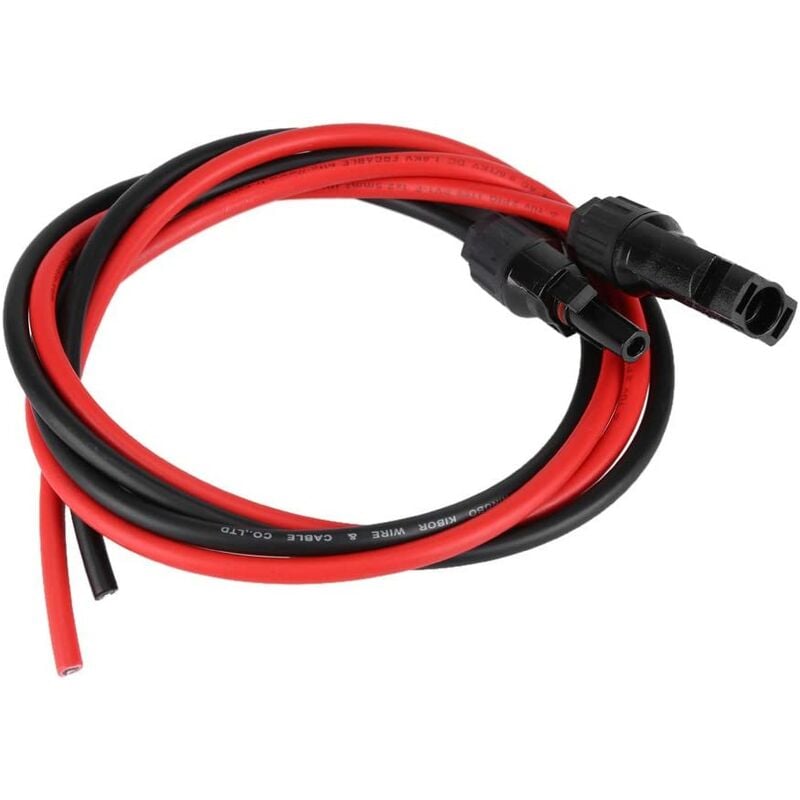 1 Pair 2.5mm Solar Connectors Solar Extension Cable with Female Connector and Male Adapter Extension Solar Panel Connector Red and Black 3.5FT