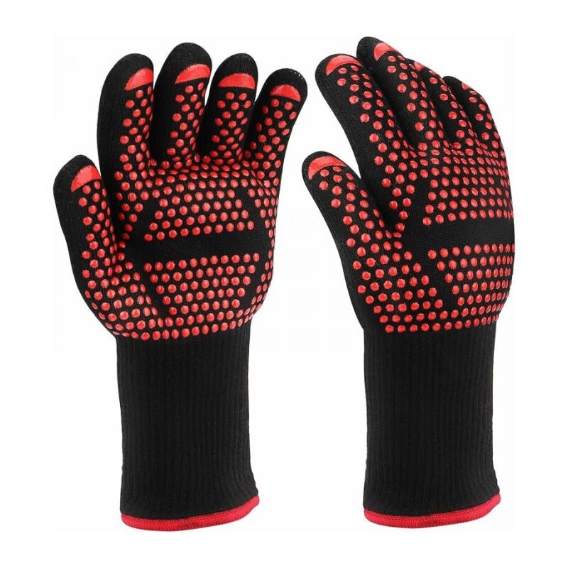 Cyslmuk - 1 Pair Barbecue Gloves, Heat Resistant Oven Gloves Up to 800°C, Heat Resistant and Non-Slip Kitchen Gloves Pot Holders for bbq Grill Oven