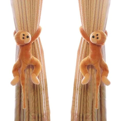 1 Pair Curtain Monkey Tiebacks Hook Curtain Clips Rope Plush Animal Curtain Accessories Holder Curtain Holdback Decorative Tieback Hook Toy for Children's Bedroom Living Room Home Office Window Office