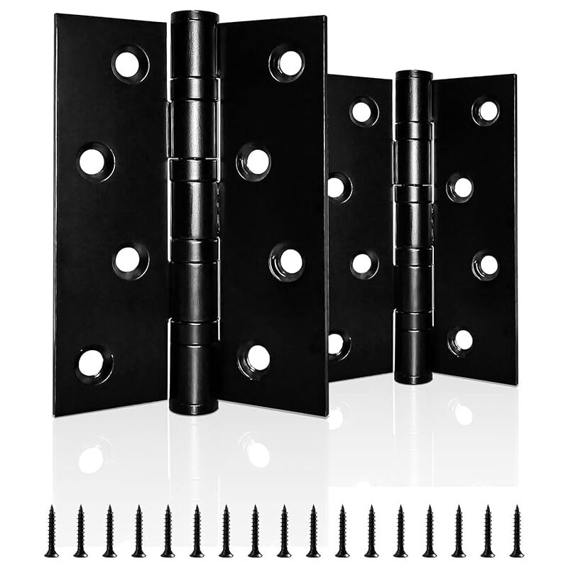 Linghhang - 1 Pair Heavy Duty Ball Bearing Door Hinges Stainless Steel Chrome Plated for Wood Interior Exterior Black