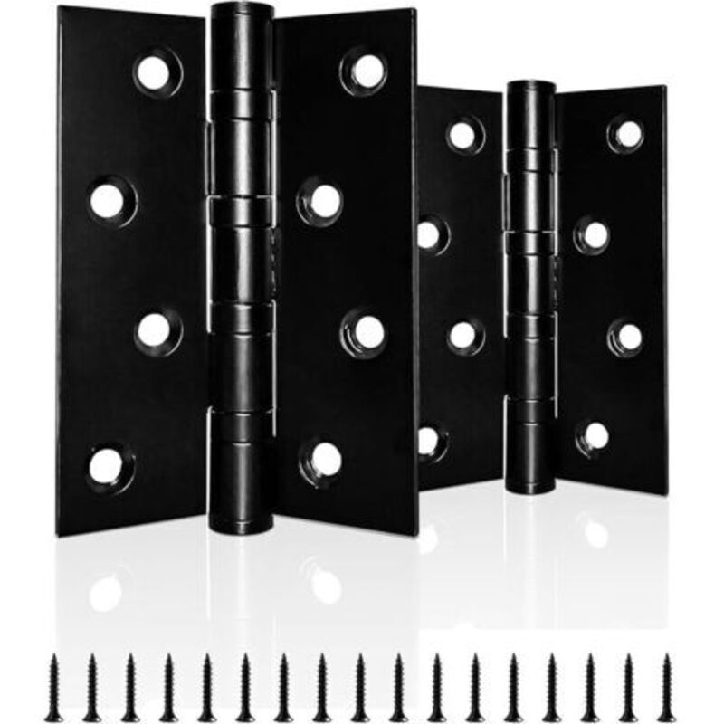 1 pair of heavy-duty ball-bearing stainless steel chrome-plated door hinges for interior/exterior wood, black