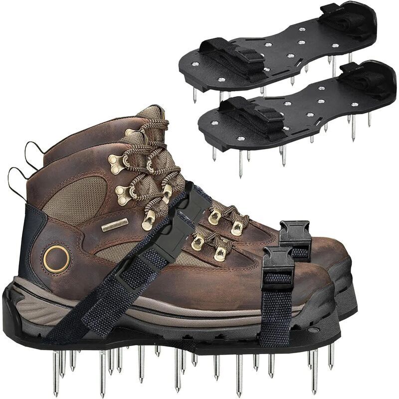 1 paire Aérateur de pelouse, Scarificateur de pelouse Scarificateur Chaussures à pointes avec sangles réglables, Universel À l'intérieur et à
