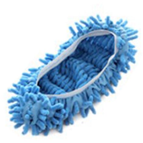 1 Paire Chaussons Serpillière Nettoyage Sol, Pantoufles Lavables Maison (Bleu)
