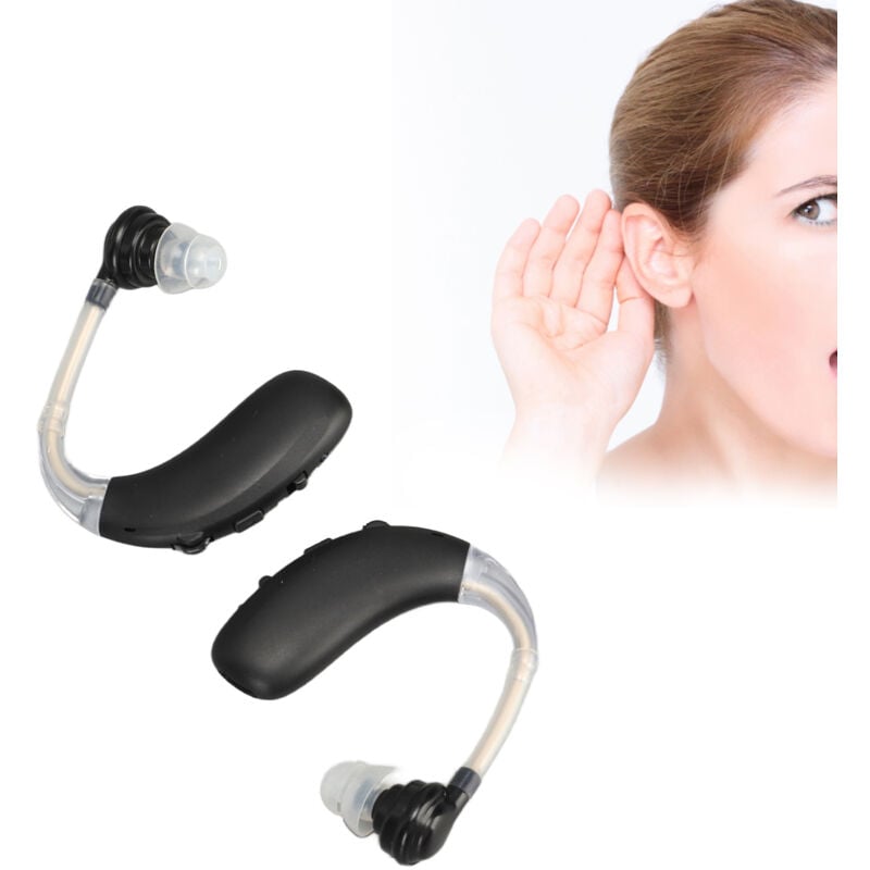1 paire d'aides auditives, appareil médical ergonomique rechargeable en silicone abs, noir
