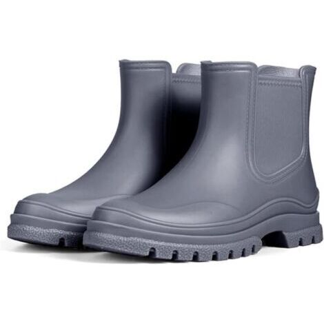 1 paire de bottes de pluie grises pour femme, taille 38, bottes en caoutchouc imperméables, bottes de jardinage antidérapantes