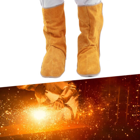 1 Paire de Bottes de Protection en Cuir pour Soudeurs, Anti-Chaleur et Ignifugées