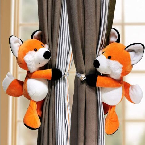 1 paire de boucle de rideau d'animal de dessin animé mignon sangle de rideau créative chambre d'enfant décoration de la maison-renard