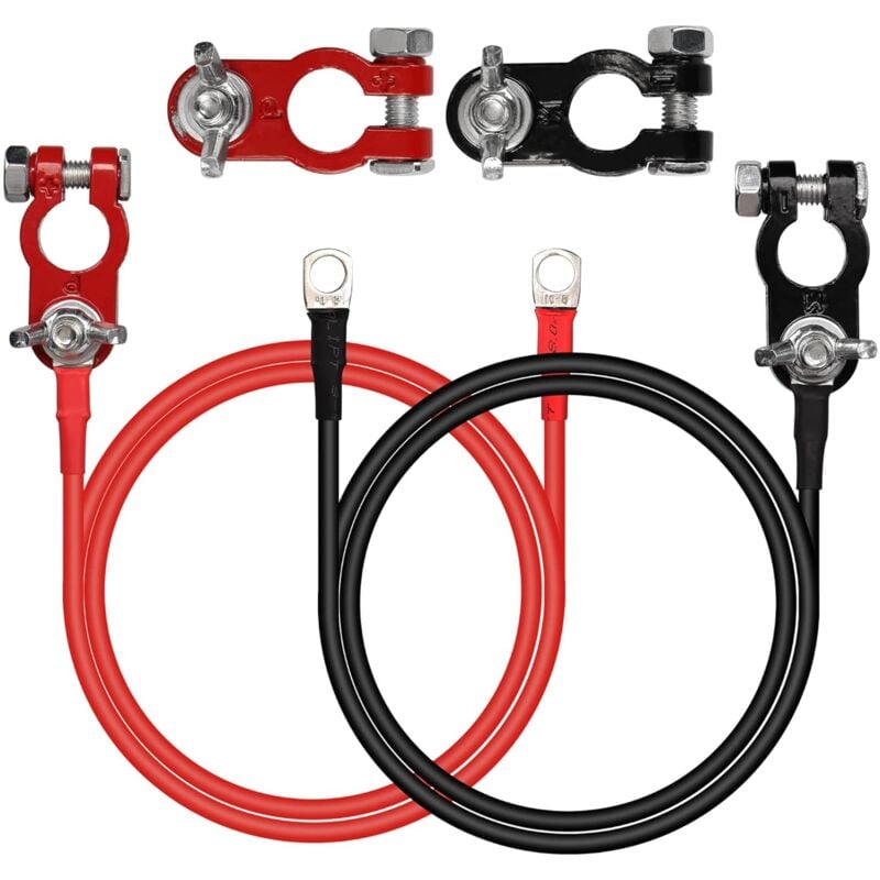 1 paire de câbles de connexion de batterie 8 AWG rouge et noir en alliage d'aluminium pour voiture, marine, solaire, camping-car, moto
