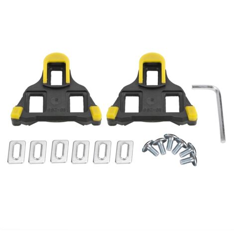 1 Paire de cale-pieds auto-bloquants pour vélo de route et VTT, accessoire vélo (Jaune)