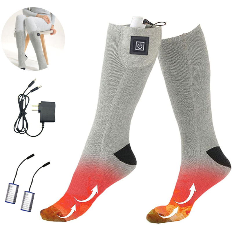 1 paire de chaussettes chauffantes avec batterie électrique rechargeable pour homme femme chauffe-pied thermique