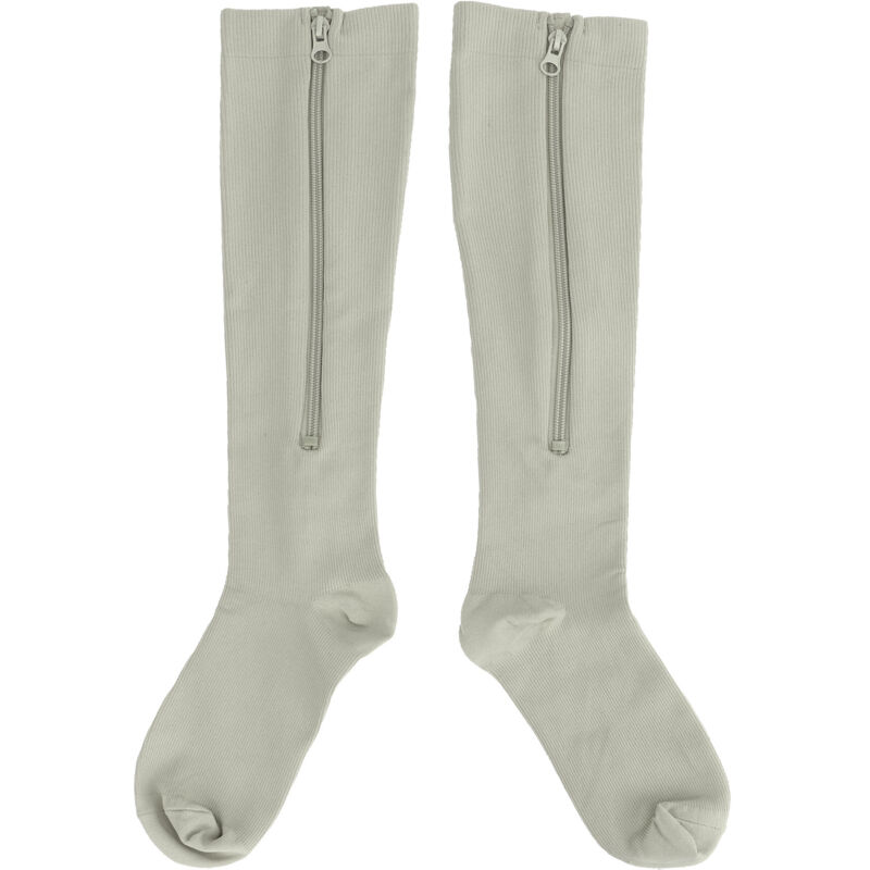1 Paire de Chaussettes de Compression Femme 15-20mmHg avec Fermeture Éclair, Bas de Contention Genou Gris Taille L/XL