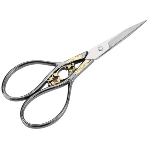1 paire de ciseaux de couture en acier inoxydable, accessoire de couture DIY pour la maison (motif noir et or)