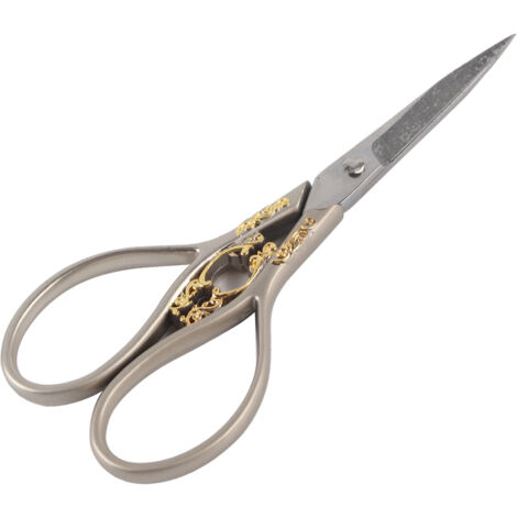 1 paire de ciseaux de couture en acier inoxydable, accessoire de couture DIY pour la maison (motif or et argent)