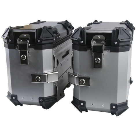 1 paire de coffre de rangement latéral universel pour moto de 35 litres, coffre latéral en aluminium, plateau latéral pour moto à ouverture rapide, étanche et anti-chocs, avec 4 clés, argenté