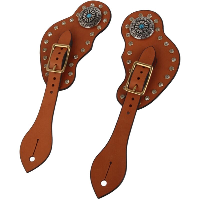 1 Paire de Courroies d'Éperon Western Rétro en Cuir Brun pour Équipement de Protection et Dressage Équestre