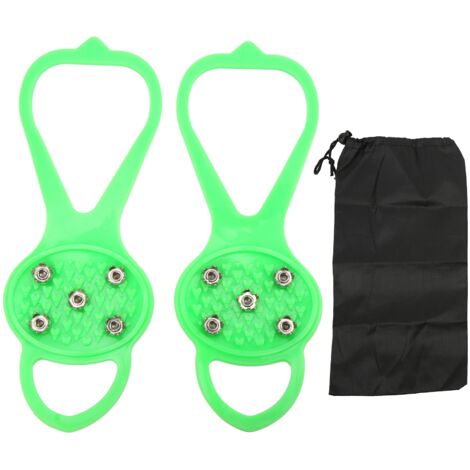 1 paire de Crampons 5 Pointes Antidérapants pour Chaussures, Adhérence Solide et Durable, Hiver Randonnée (Taille M 35-41) Vert