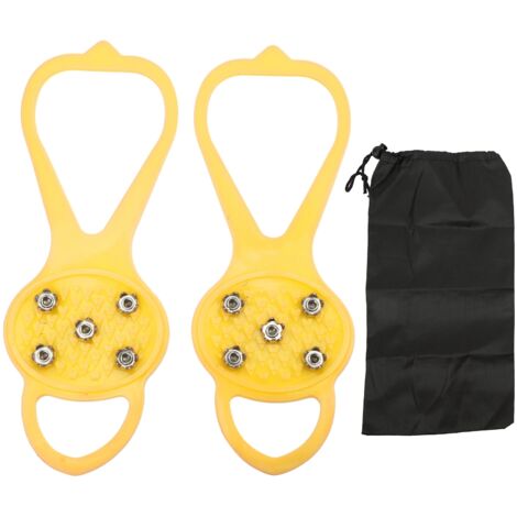 1 paire de Crampons 5 Pointes Antidérapants pour Chaussures, Jaune Taille M (35-41) - Adhérence Maximale et Durabilité pour Randonnée Hivernale