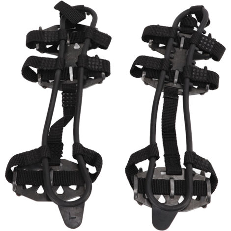 1 Paire de Crampons Antidérapants en Acier Inoxydable, 24 Pointes pour Marche sur Neige et Glace, Noir