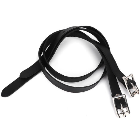 1 paire de cuirs allongés pour sangles d'éperons, avec boucle en acier inoxydable, accessoires d'outils pour chevaux, 50cm, noir
