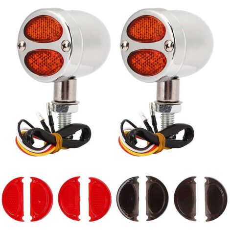 1 Paire de Feux Clignotants LED Moto, Double Couleur, Indicateur Universel 12V pour Motocyclette, Moto Électrique