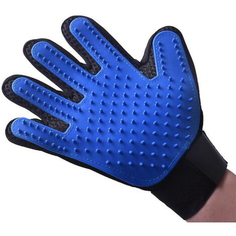1 Paire De Gants Brosse Magique Pour Animaux De Compagnie (bleue, Main Gauche, Main Droite)