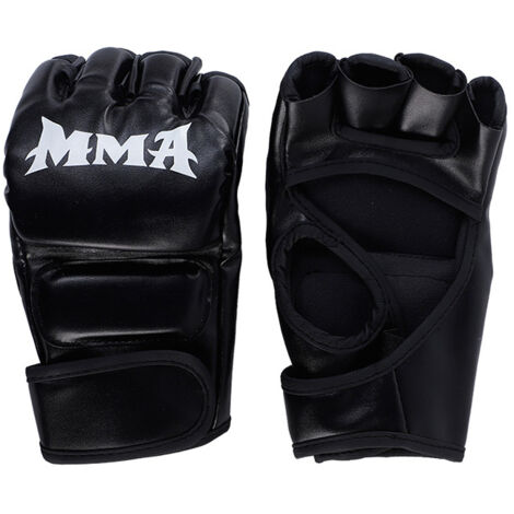 1 Paire de Gants de Boxe MMA à Paume Creuse, Renforcés et Confortables, Noirs pour Entraînement