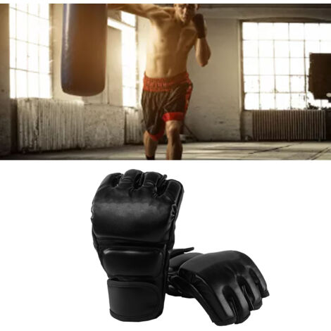 1 Paire de Gants de Combat Mi-Doigts Antichoc pour Boxe, Kickboxing, Arts Martiaux et Entraînement